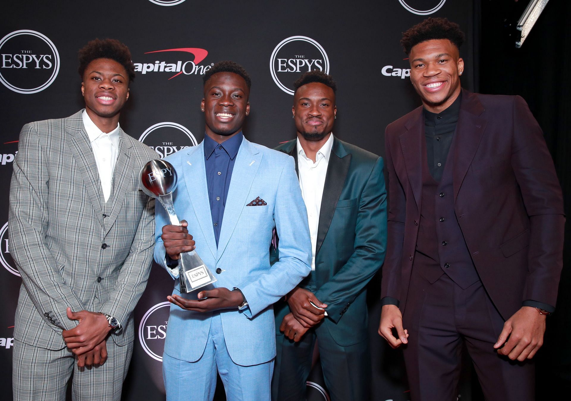 Giannis Antetokounmpo with his brothers during The 2019 ESPYs - Inside