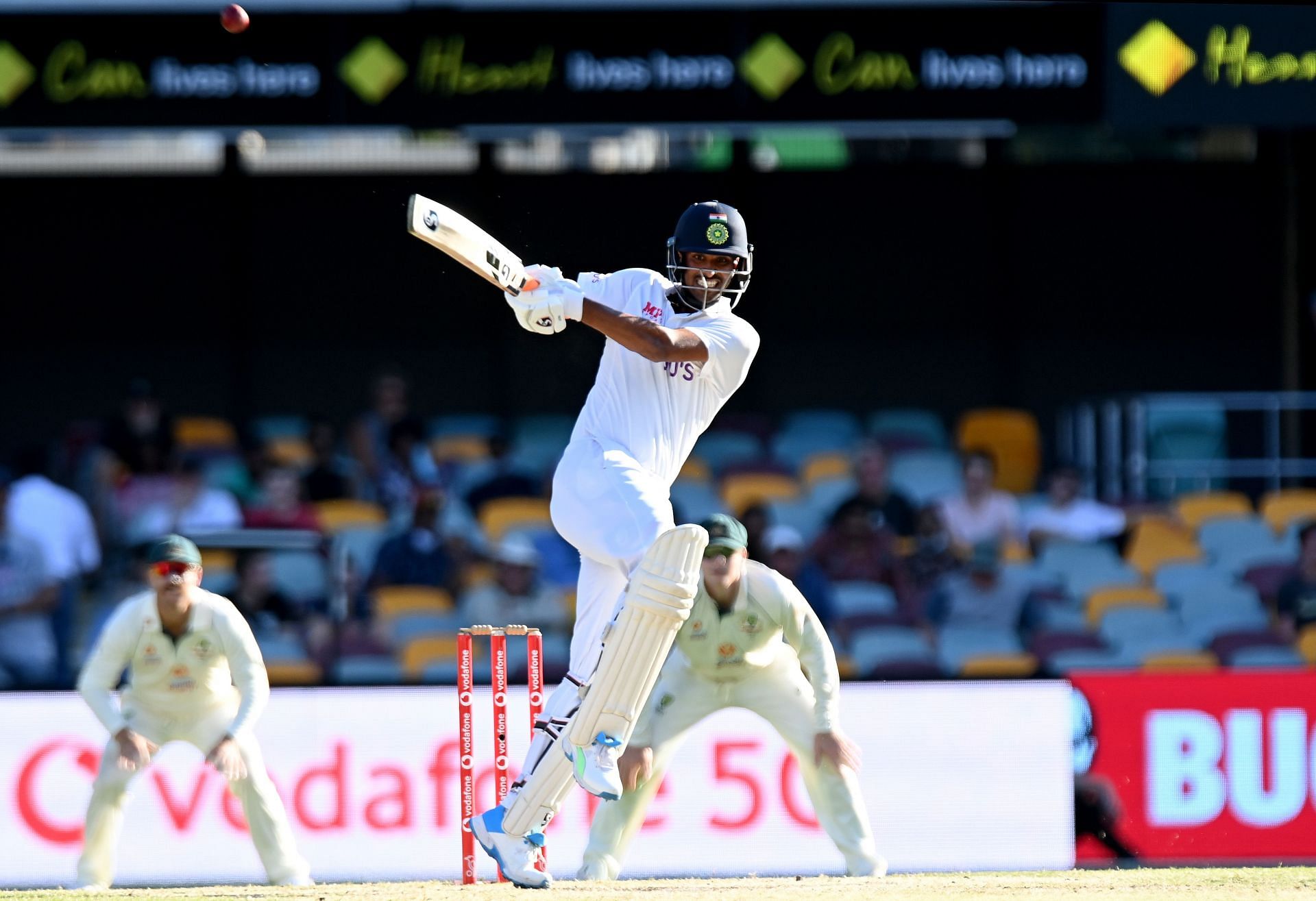 Washington Sundar batting during the Gabba Test. Pic: Getty Images