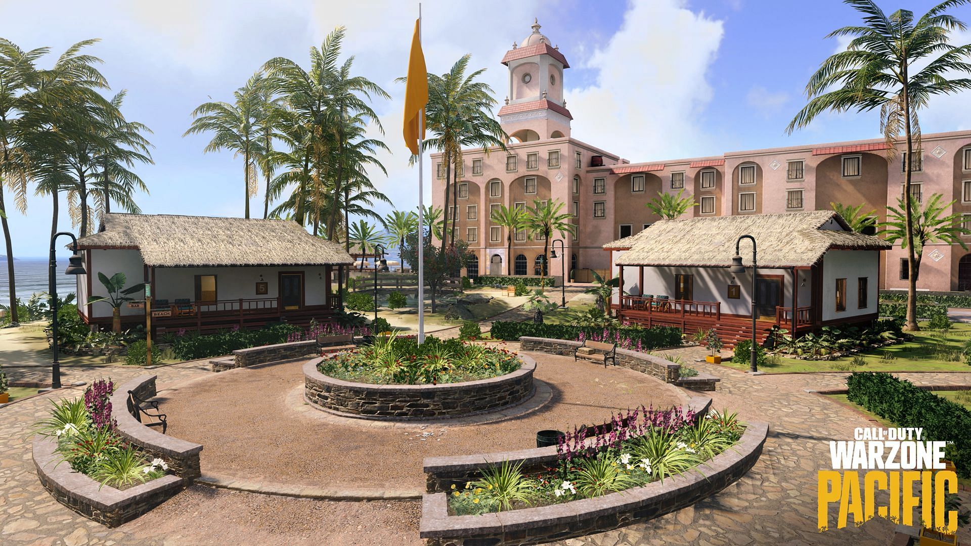 Royal Cabana Resort in Call of Duty: Warzone&#039;s new map, Caldera (image via Raven Software)