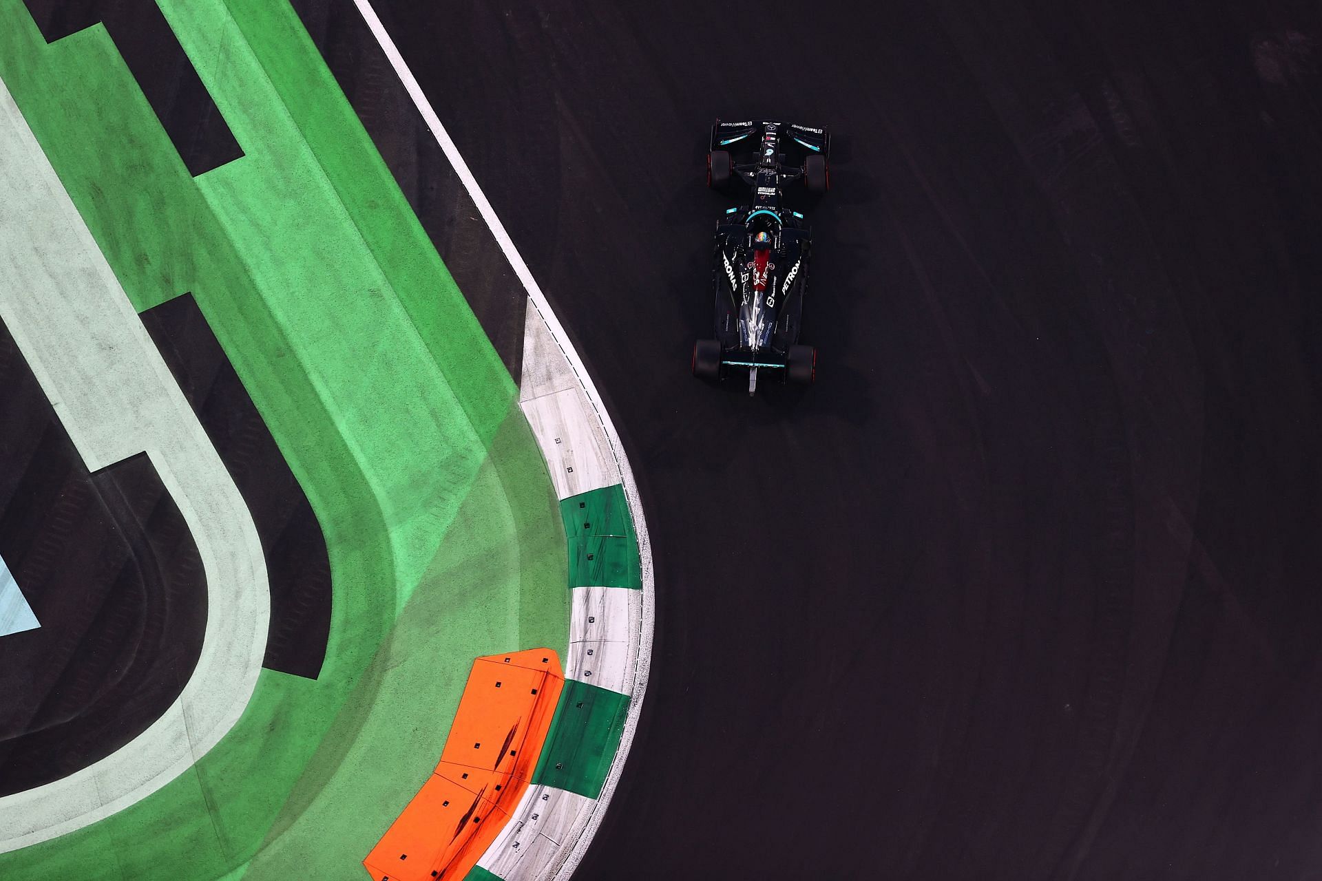 F1 Grand Prix of Saudi Arabia - Lewis Hamilton takes a left-hander during FP3.