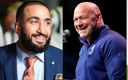 Belal Muhammad (left) and Dana White (right)