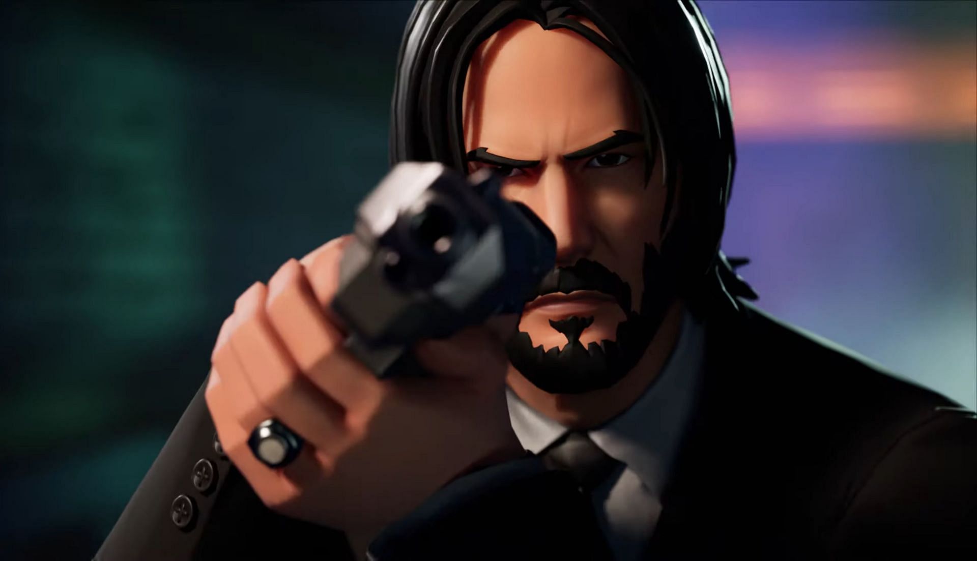 The John Wick skin during its reveal video (Image via Epic Games)