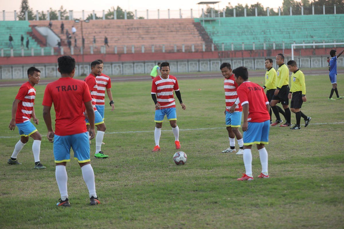 TRAU FC players during a training session ahead of the I-League - Image Courtesy: I-League Twitter