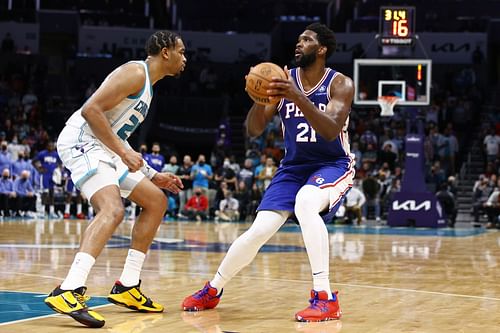 Joel Embiid against the Charlotte Hornets