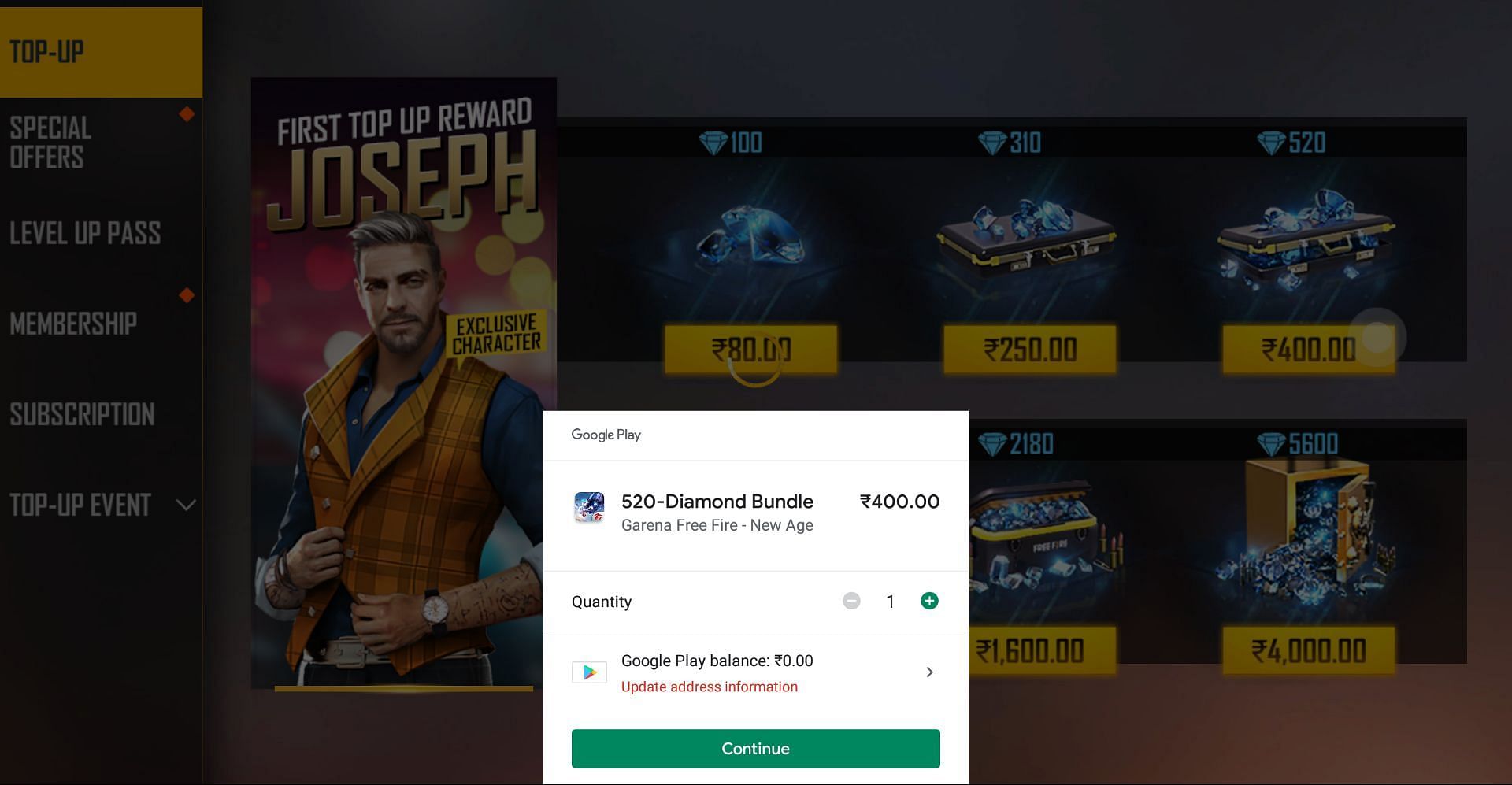 Make the payment to receive the rewards (Image via Free Fire)