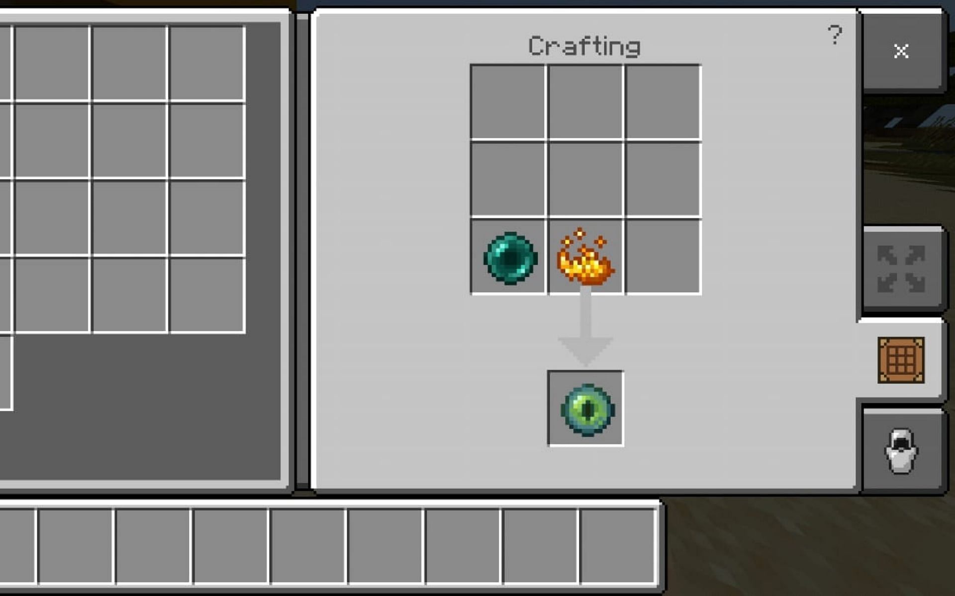 Creating Eye of Ender using an Ender Pearl and Blaze Powder (Image via Minecraft)