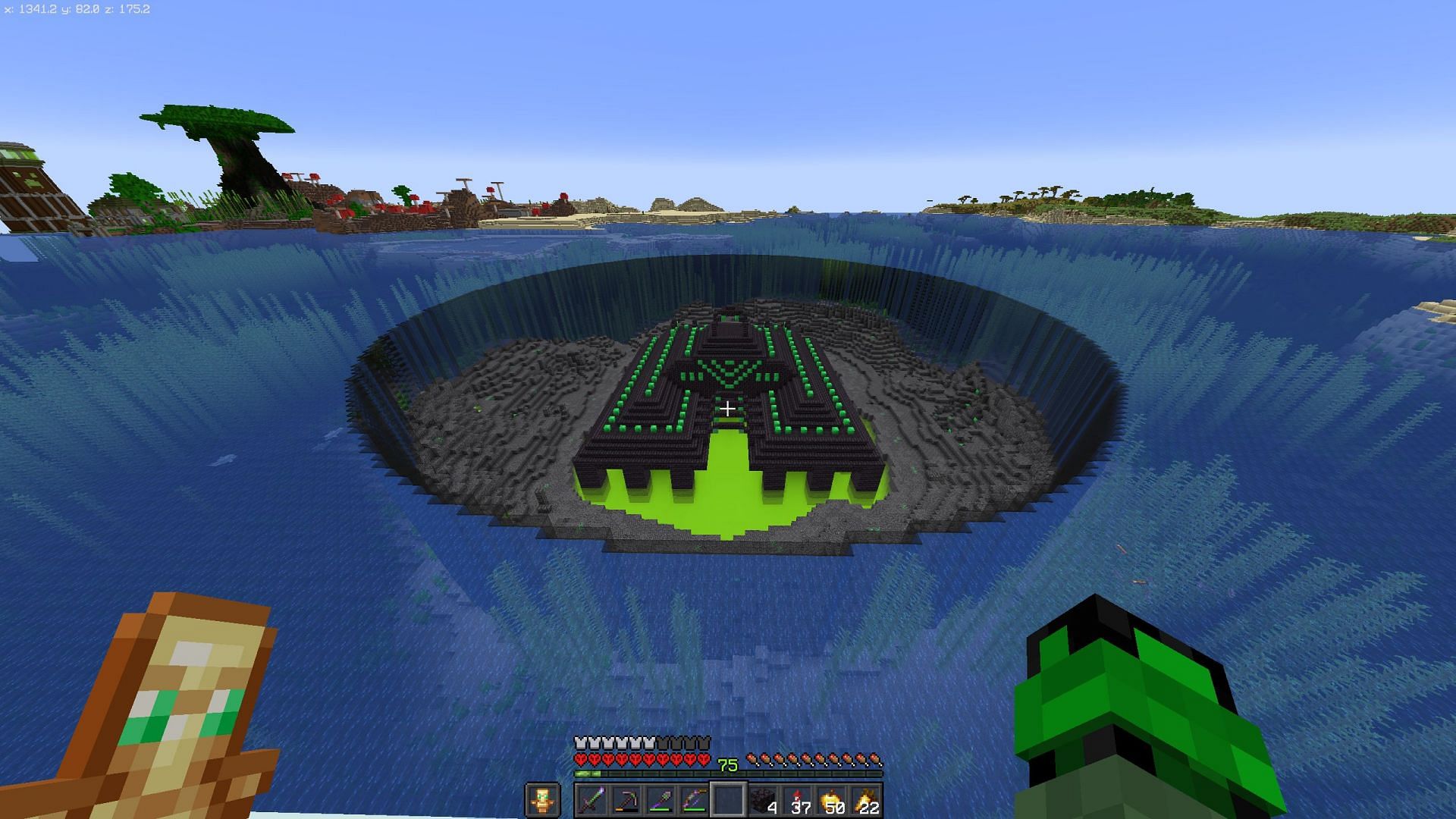 Ocean monuments have seen many player rebuilds, some requiring surprisingly complex logistics (Image via Mojang)