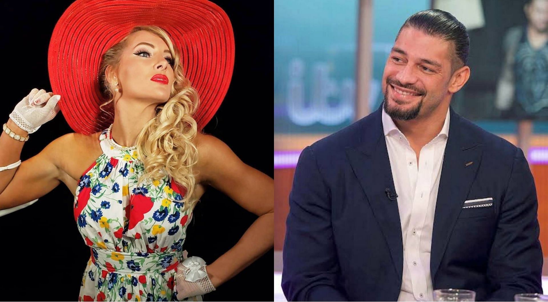 Lacey Evans (left) and Roman Reigns (right)