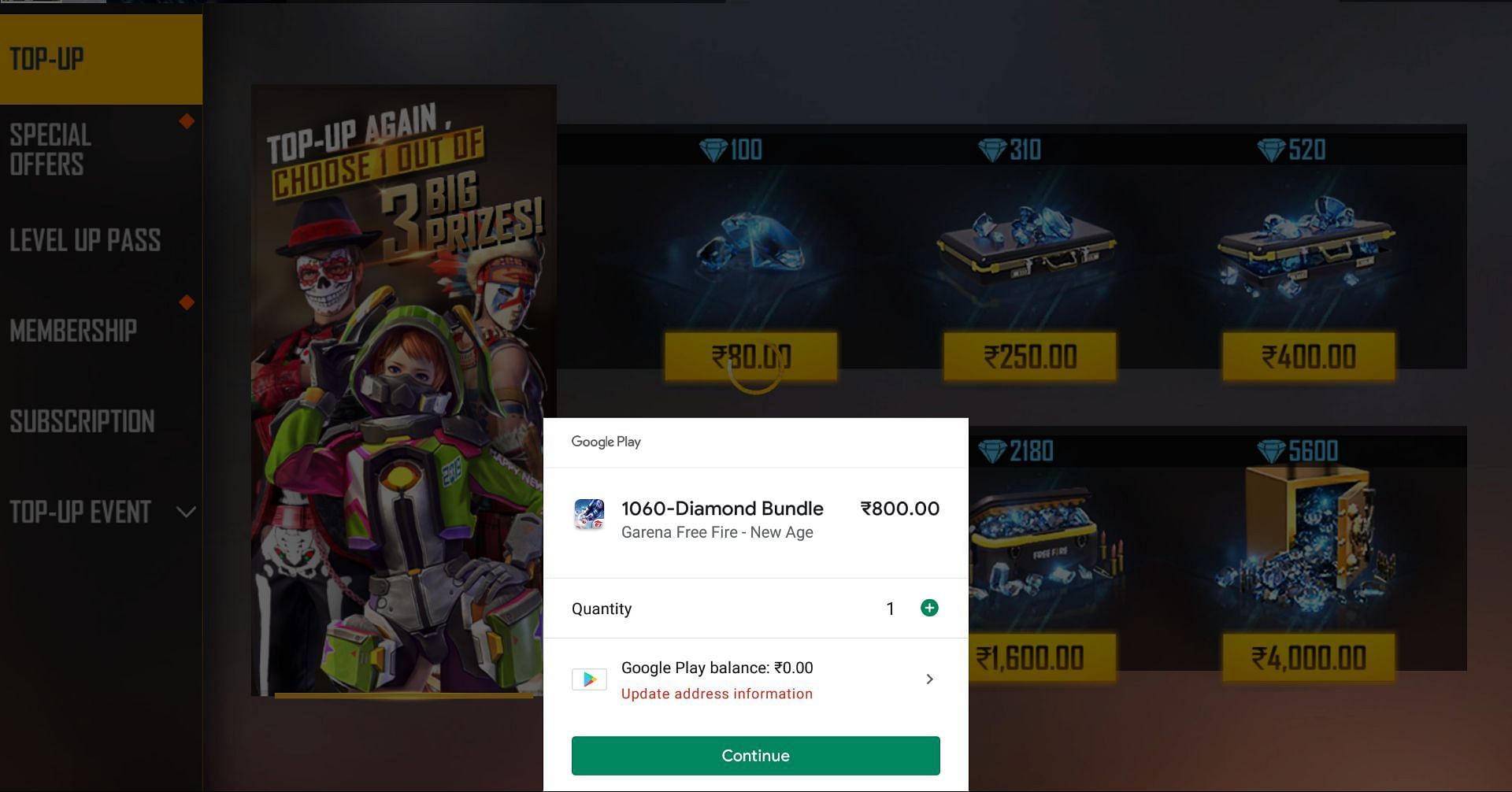 Payment method in-game (Image via Free Fire)