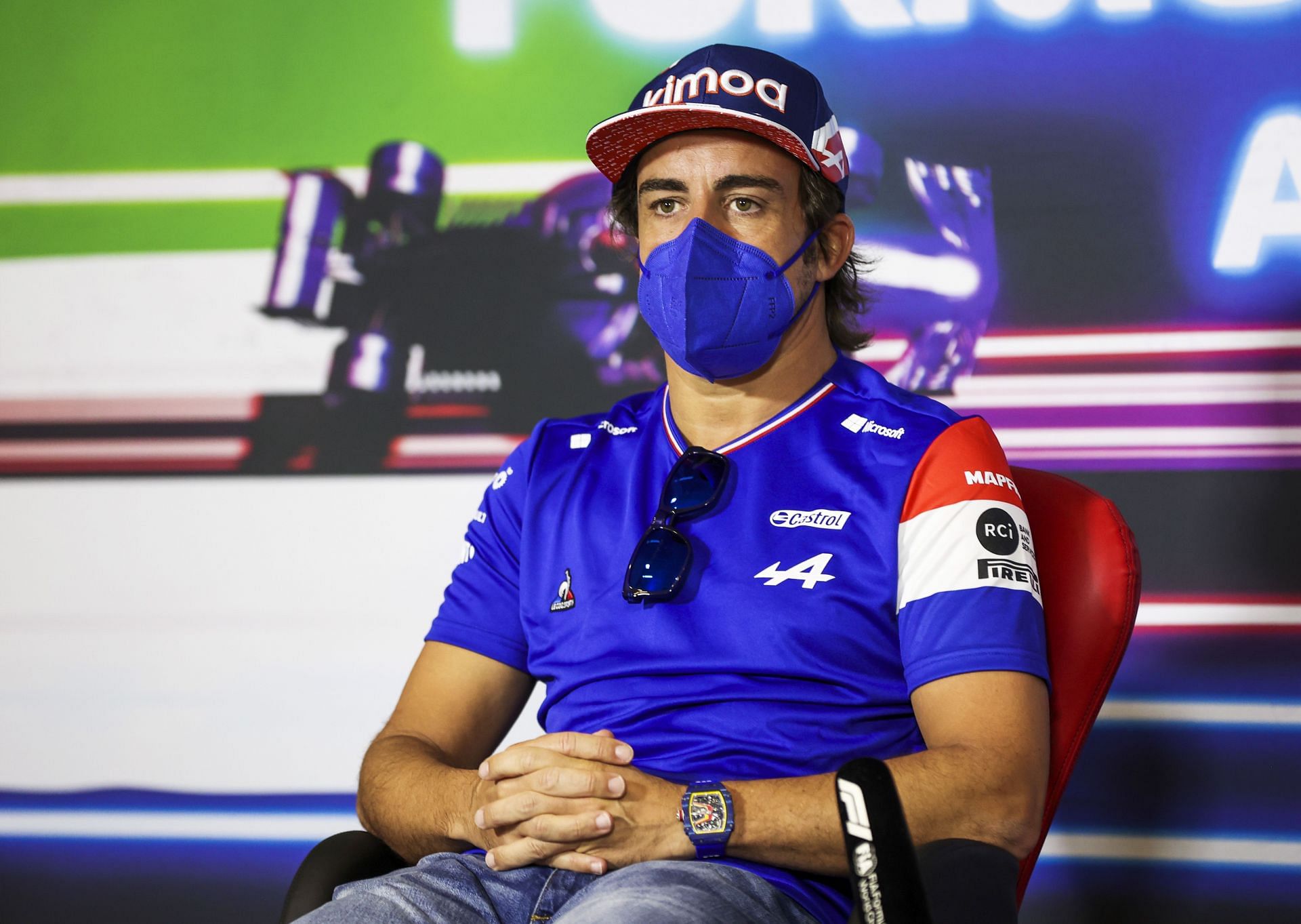 Fernando Alonso talks in the Drivers&#039; Press Conference during previews ahead of the 2021 Abu Dhabi GP (Photo by Antonin Vincent - Pool/Getty Images)