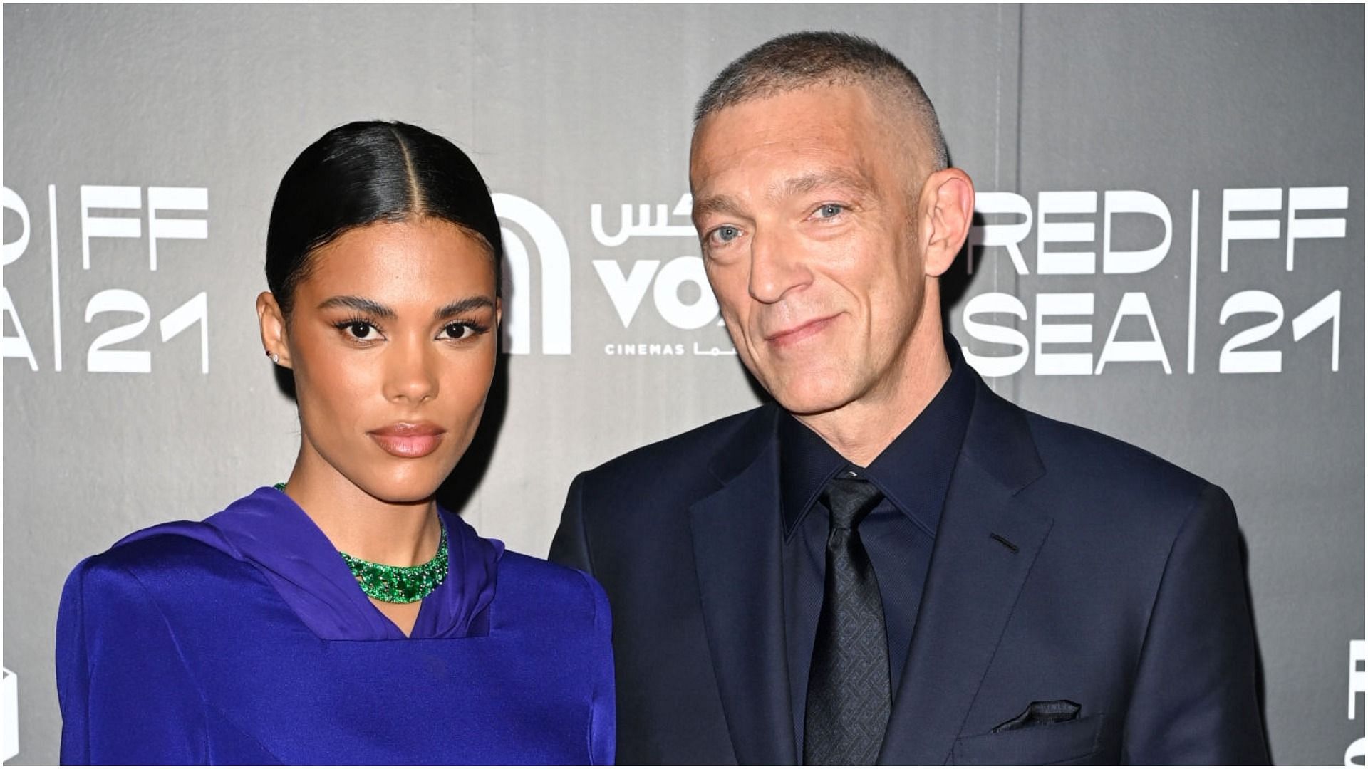Vincent Cassel and Tina Kunakey were spotted together at the beach (Image via Daniele Venturelli/Getty Images)