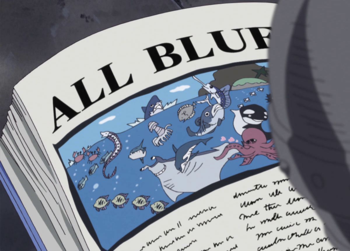 Sanji&#039;s book which details the All Blue. (Image via Toei Animation)