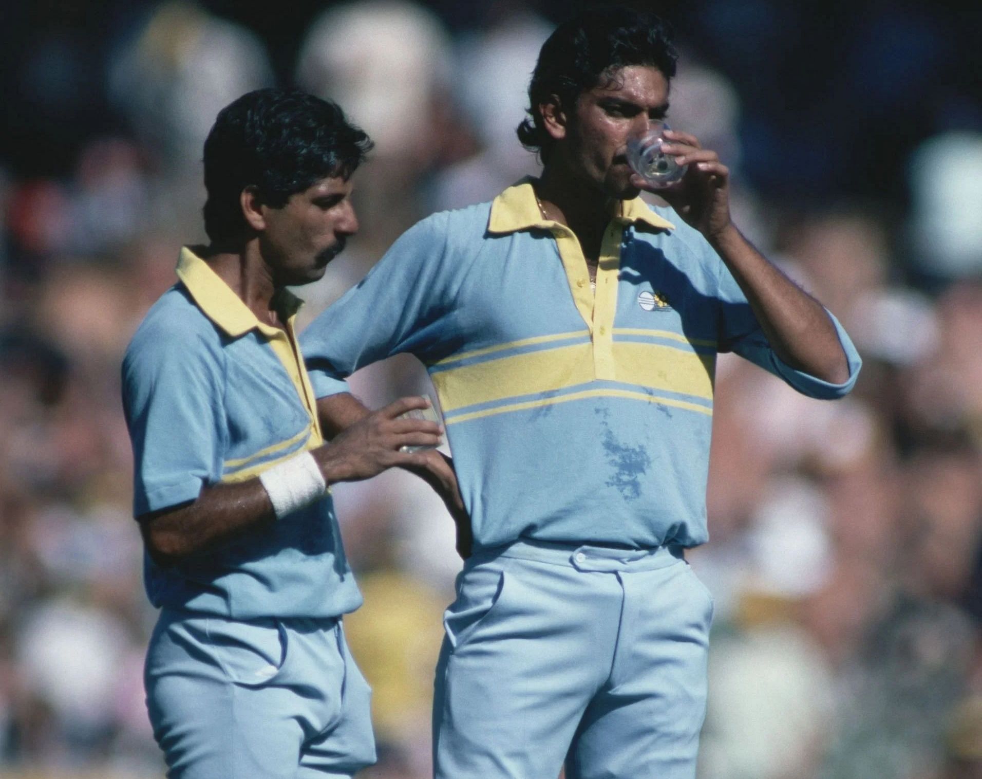 Kris Srikkanth (left) with Ravi Shastri. Pic: Getty Images
