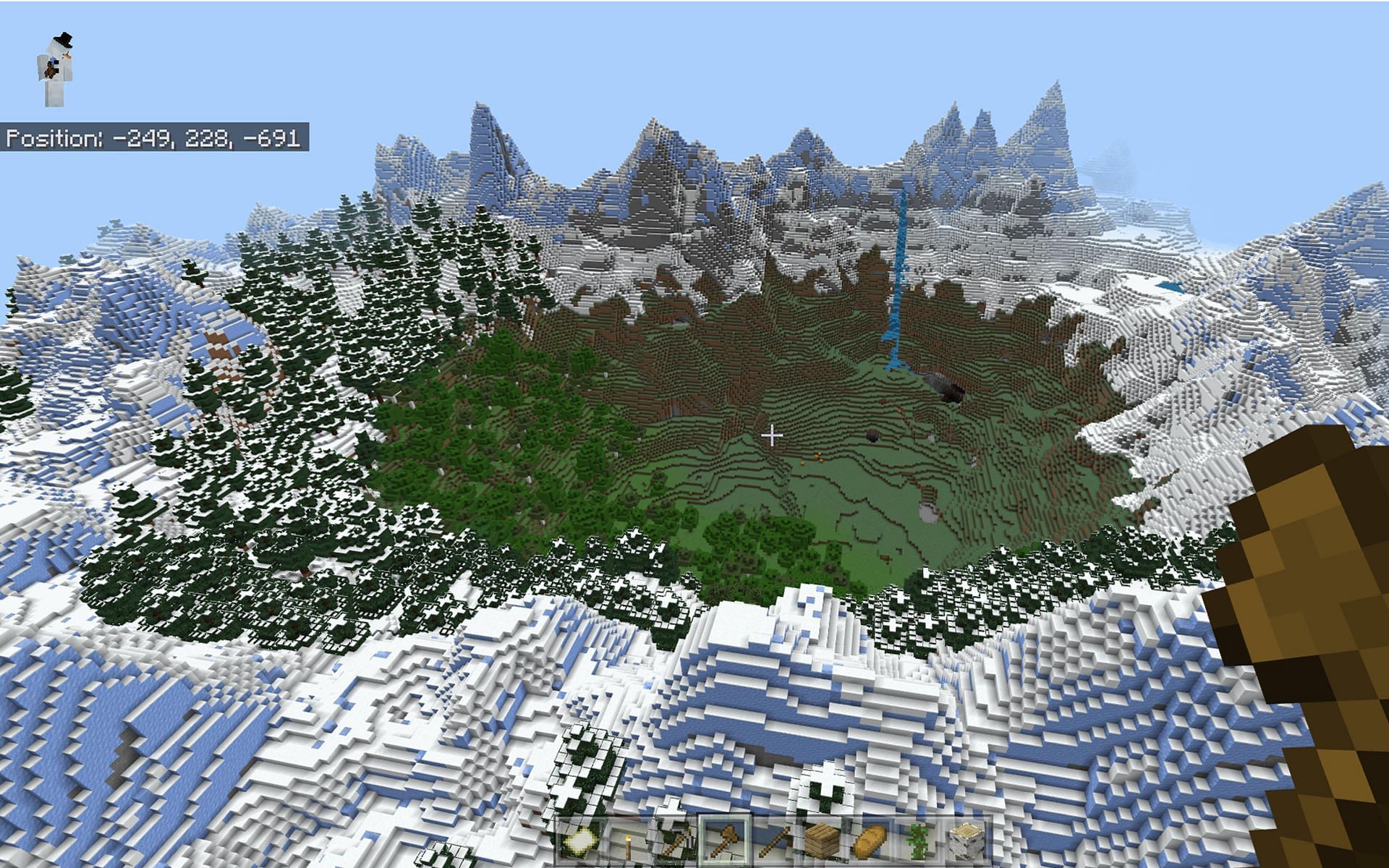 This seed&#039;s terrain lends itself to all sorts of fun builds. (Image via Minecraft)