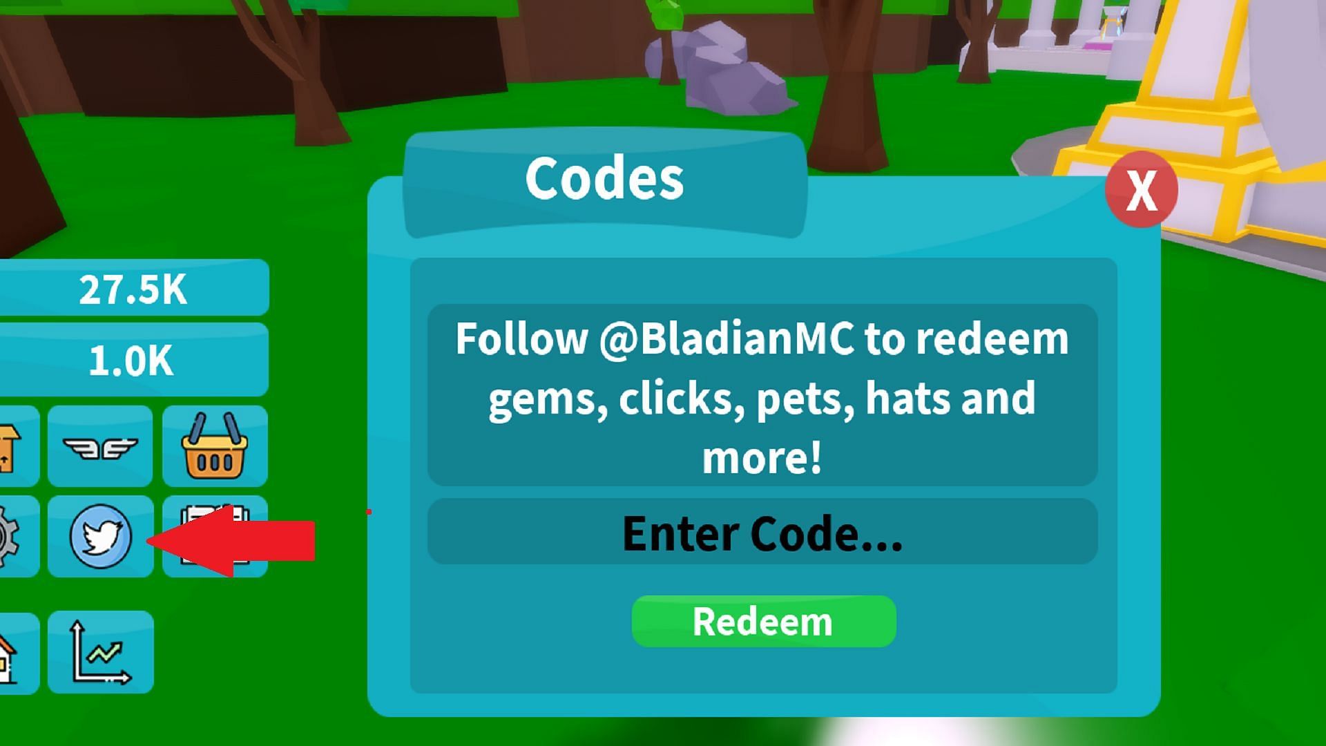 Where the in-game codes menu is (Image via Sportskeeda)