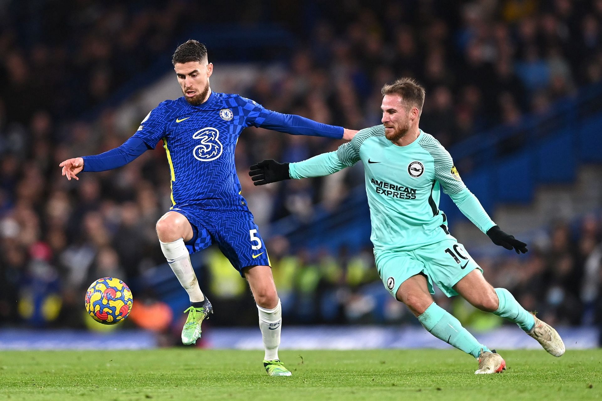 Jorginho (left) put in a polished performance in the Chelsea midfield