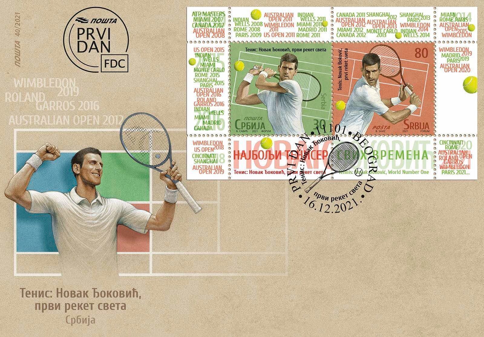 Stamps featuring Novak Djokovic