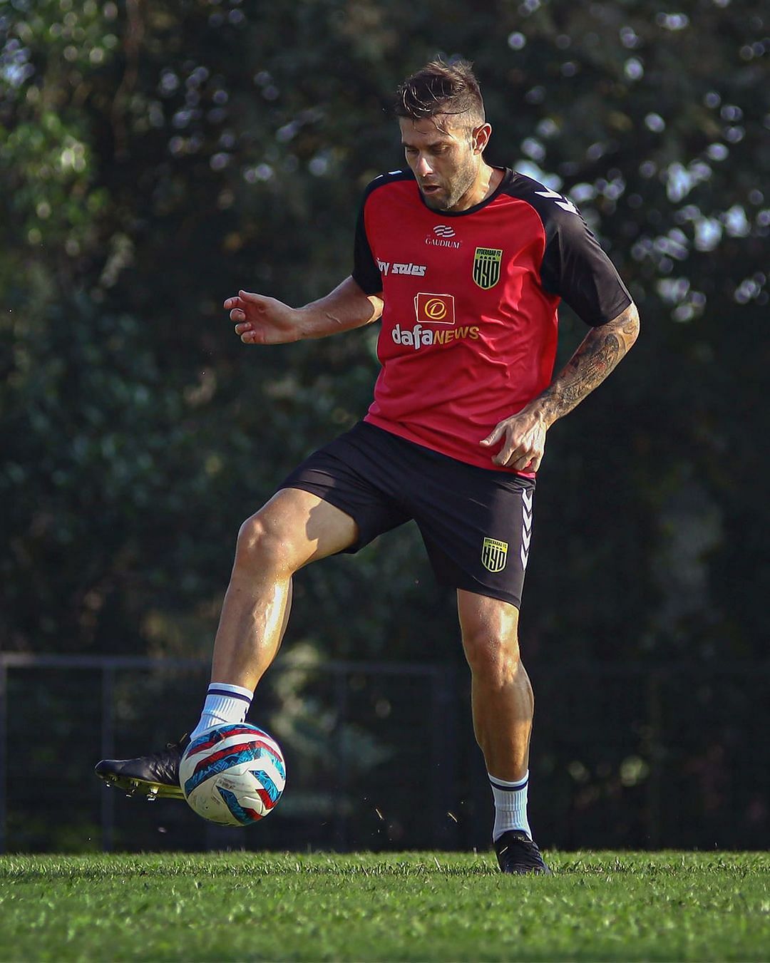 Hyderabad FC defender Juanan in a training session ahead of the side&#039;s ISL clash against SC East Bengal (Image Courtesy: Hyderabad FC)