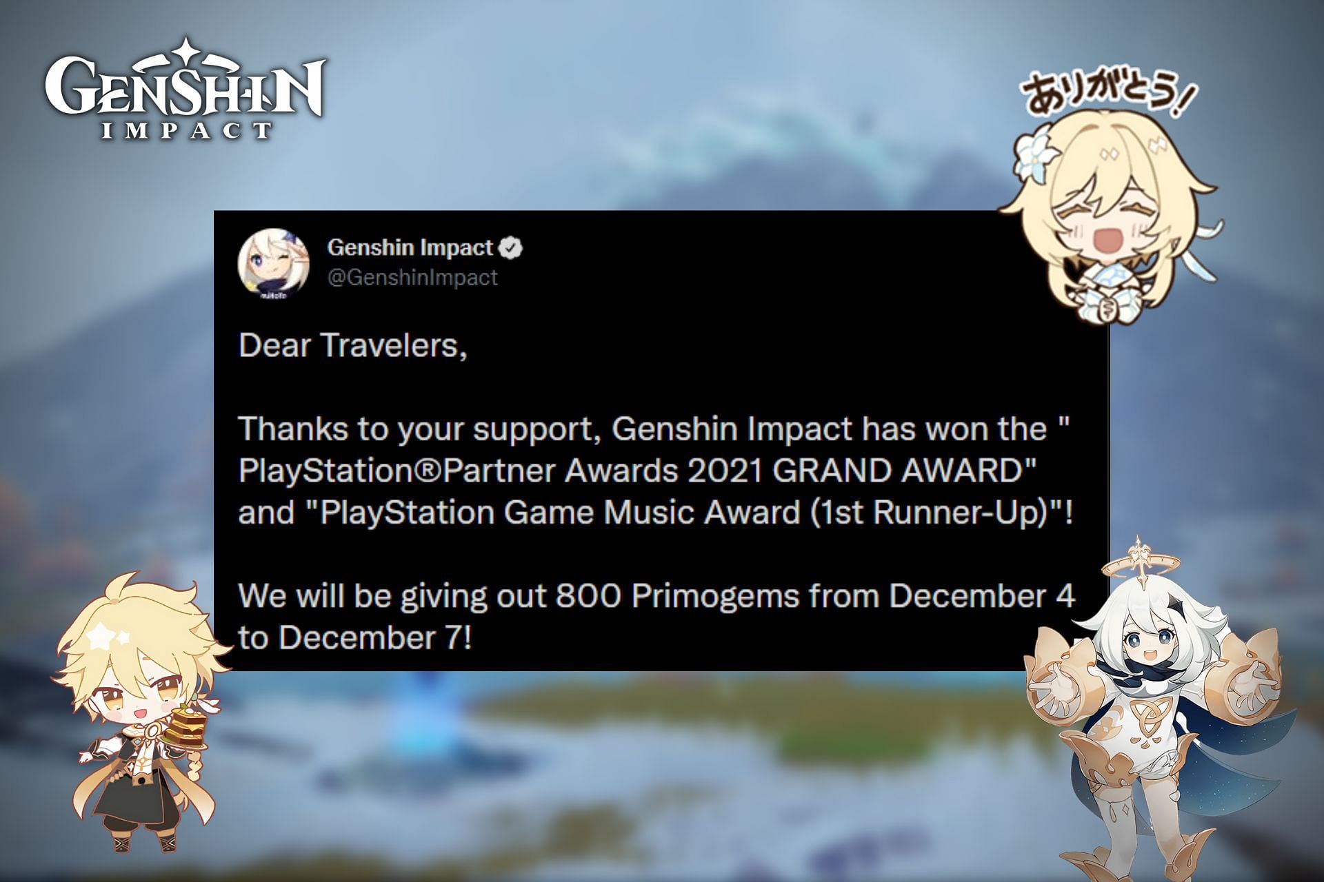 Genshin Impact give players free 800 Primogems for nomination to Best  Ongoing Game at The Game Awards