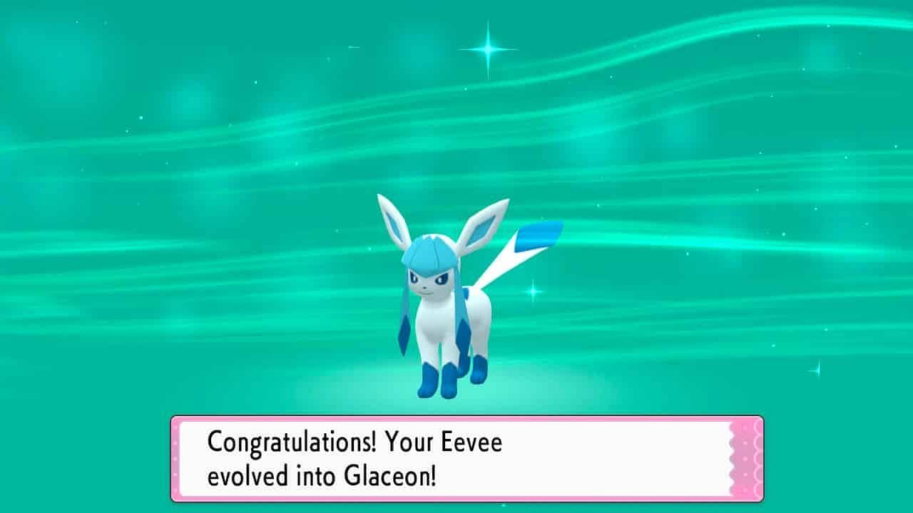 A newly evolved Glaceon in BDSP. (Image via ILCA)