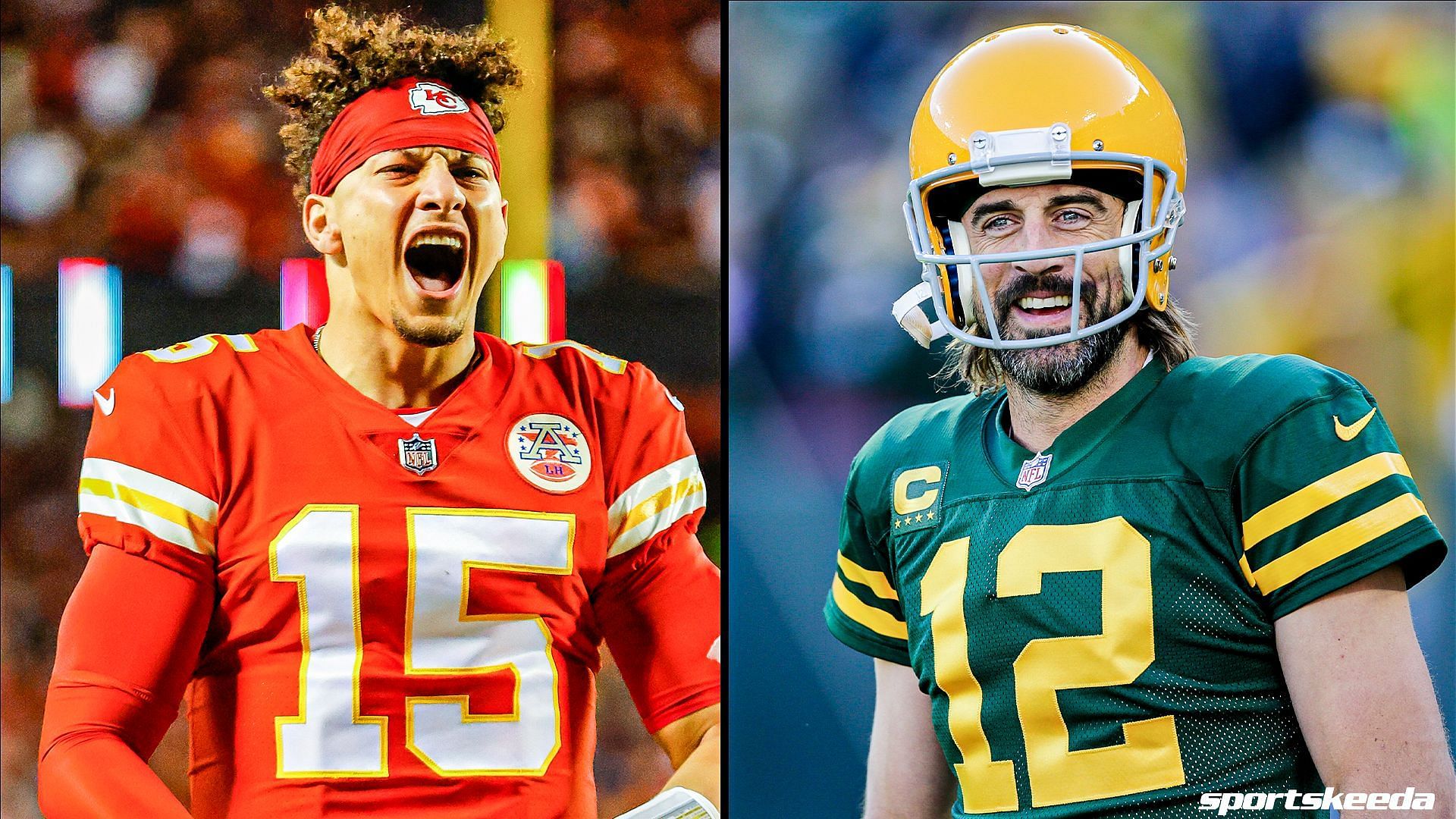 Quarterbacks Patrick Mahomes and Aaron Rodgers