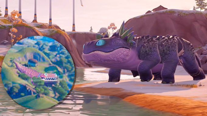 Giant Smiling Dinosaur Teased In Fortnite Chapter 3 Giant Smiling Dinosaur Teased In Fortnite Chapter 3