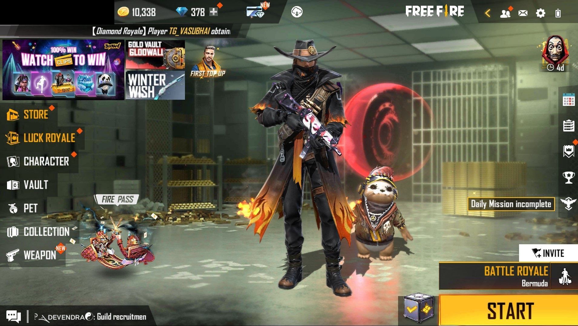 Click on the + icon (Image via Free Fire)