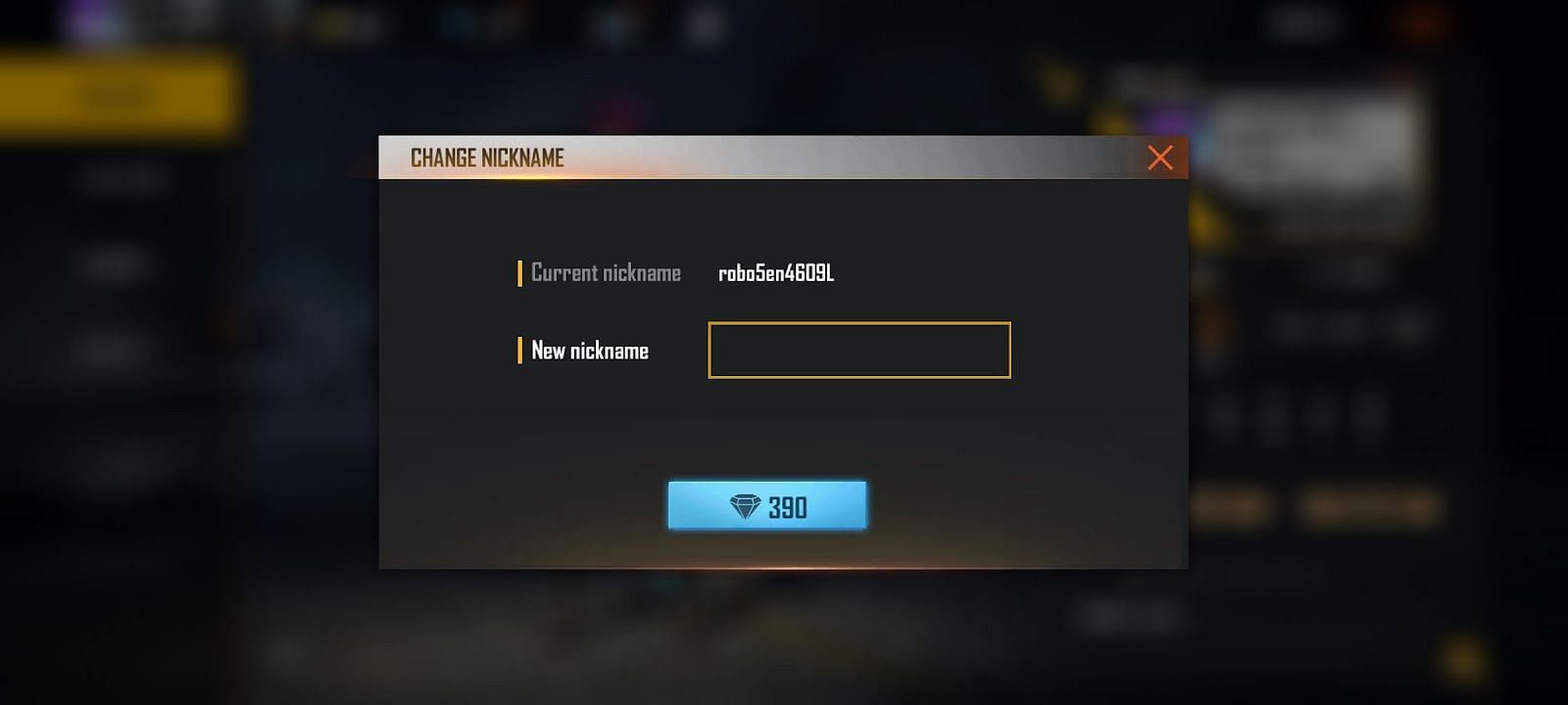 Pay 390 diamonds to get an invisible nickname (Image via Garena Free Fire)