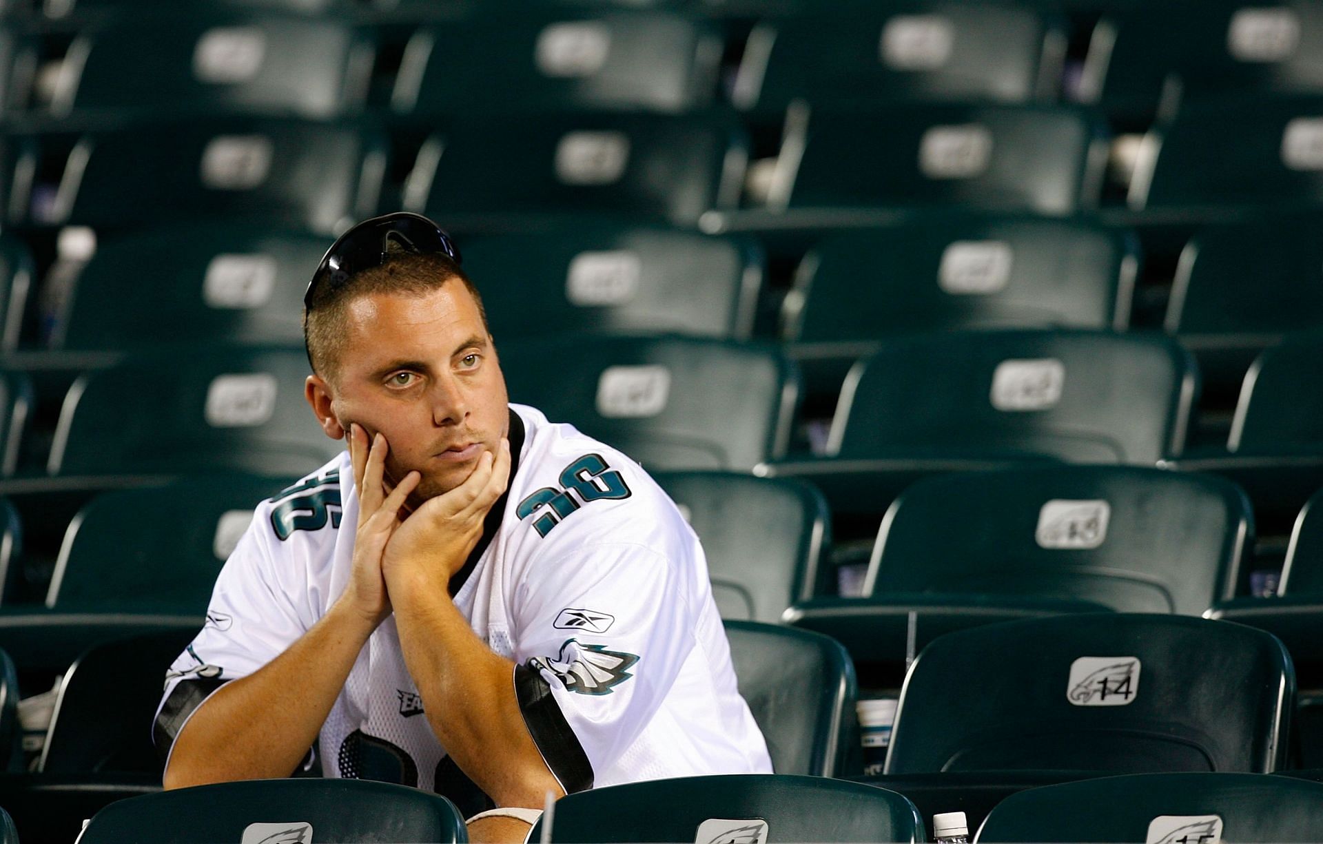 A dejected Philadelphia Eagles fan