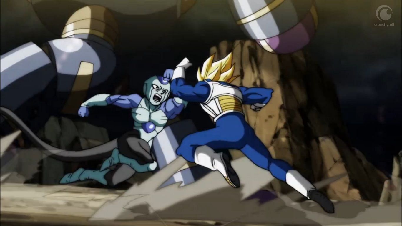 Enter caption Vegeta defends against Frost and Auta Magetta. (Image via Toei Animation)