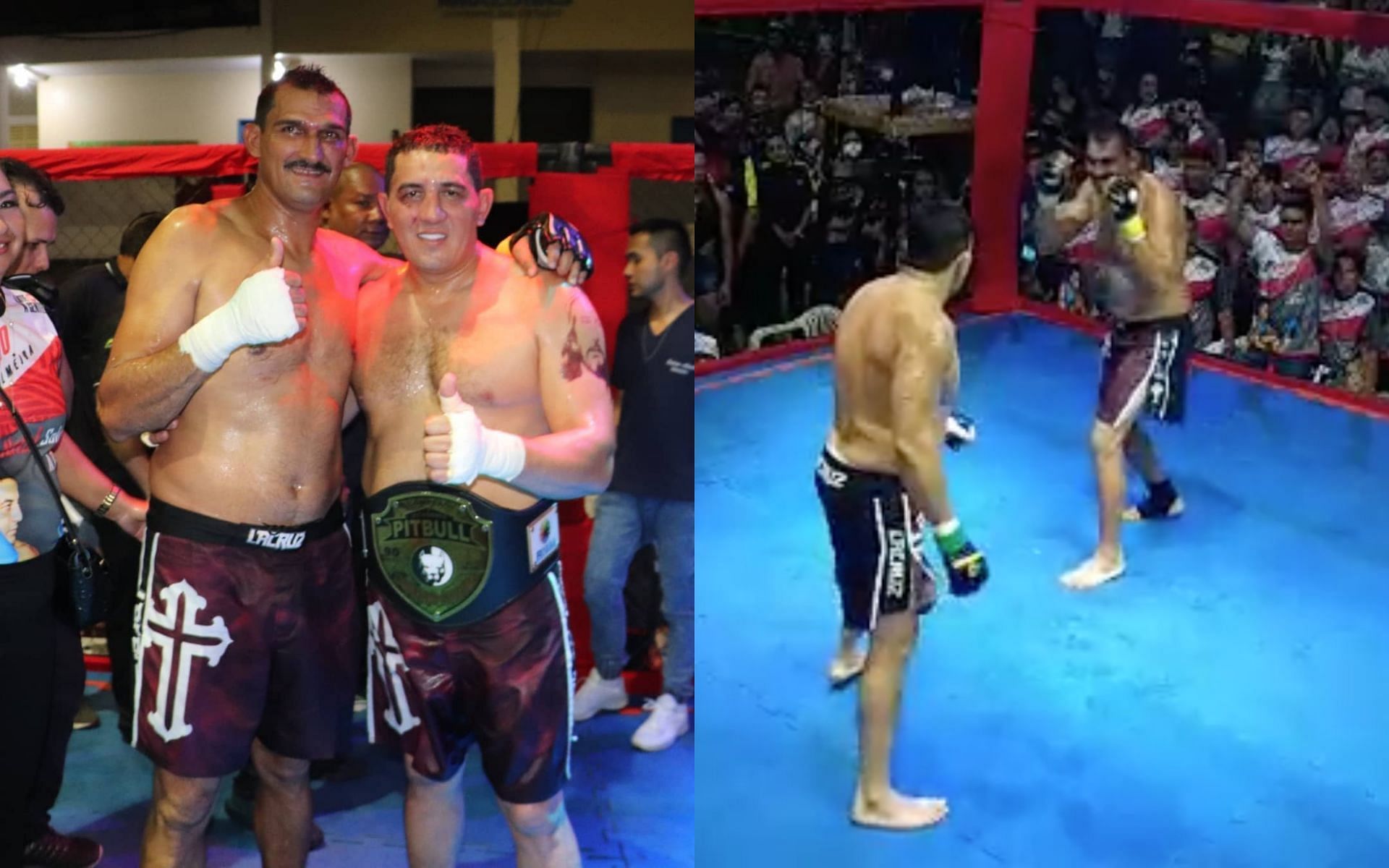 Brazilian politicians settle their differences in an MMA fight [Left photo via @prefeitosimaopeixoto on IG]