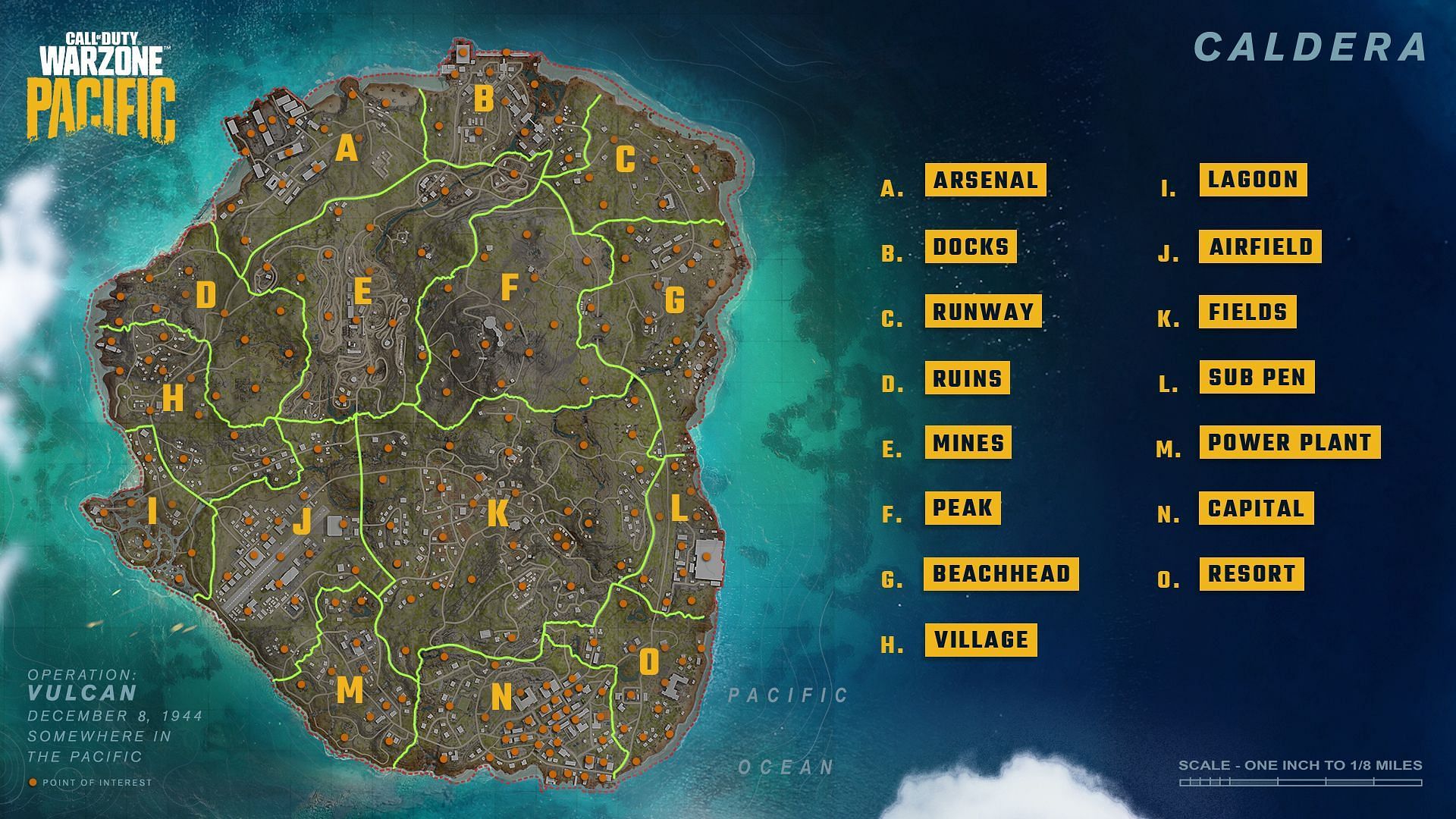 The entire map of Call of Duty: Warzone&#039;s Caldera, which is going to replace Verdansk (image via Raven Software)