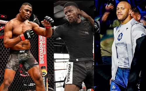 Francis Ngannou (left), Kevin Holland (center), Ciryl Gane (right) [Credits: @trailblaze2top, @bon_gamin via Instagram]