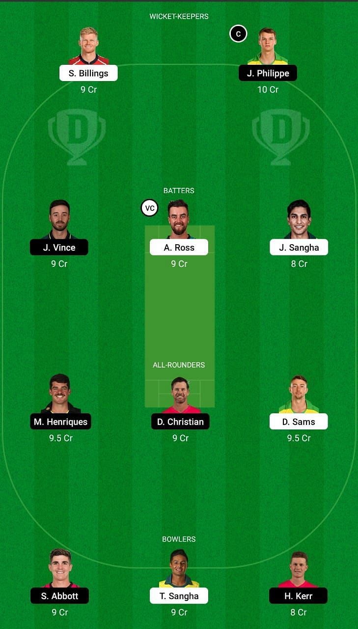 THU vs SIX Dream11 Team - 1