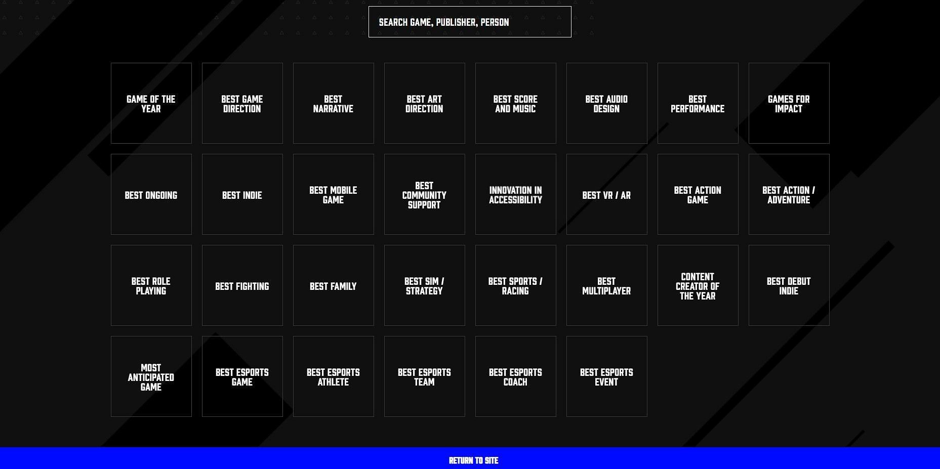 All 30 categories (Image via The Game Awards 2021)