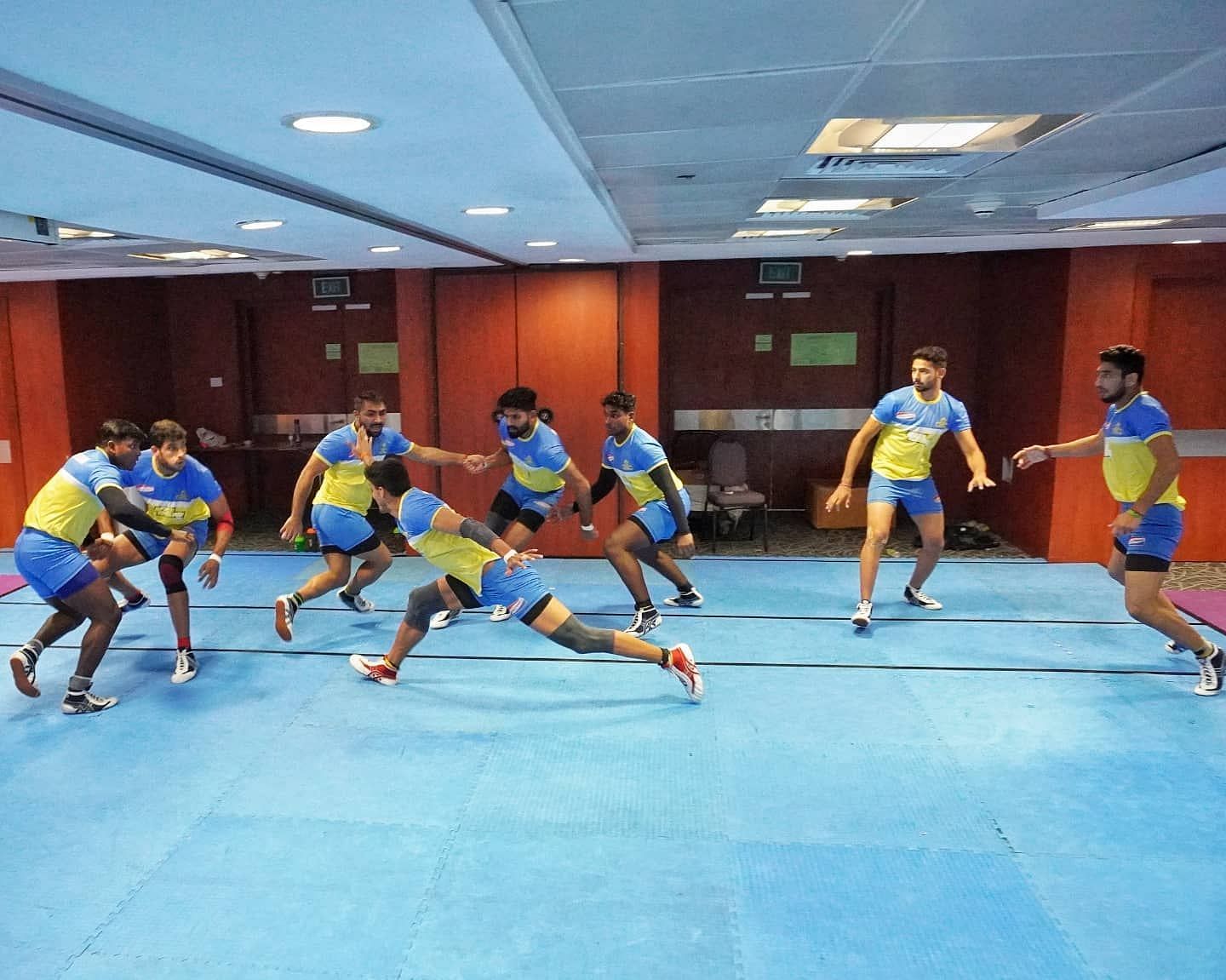 The Tamil Thalaivas players train ahead of the season - Image Courtesy: Twitter