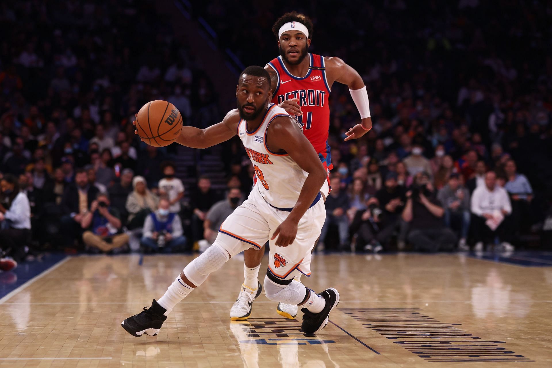 Kemba Walker in action during Detroit Pistons v New York Knicks