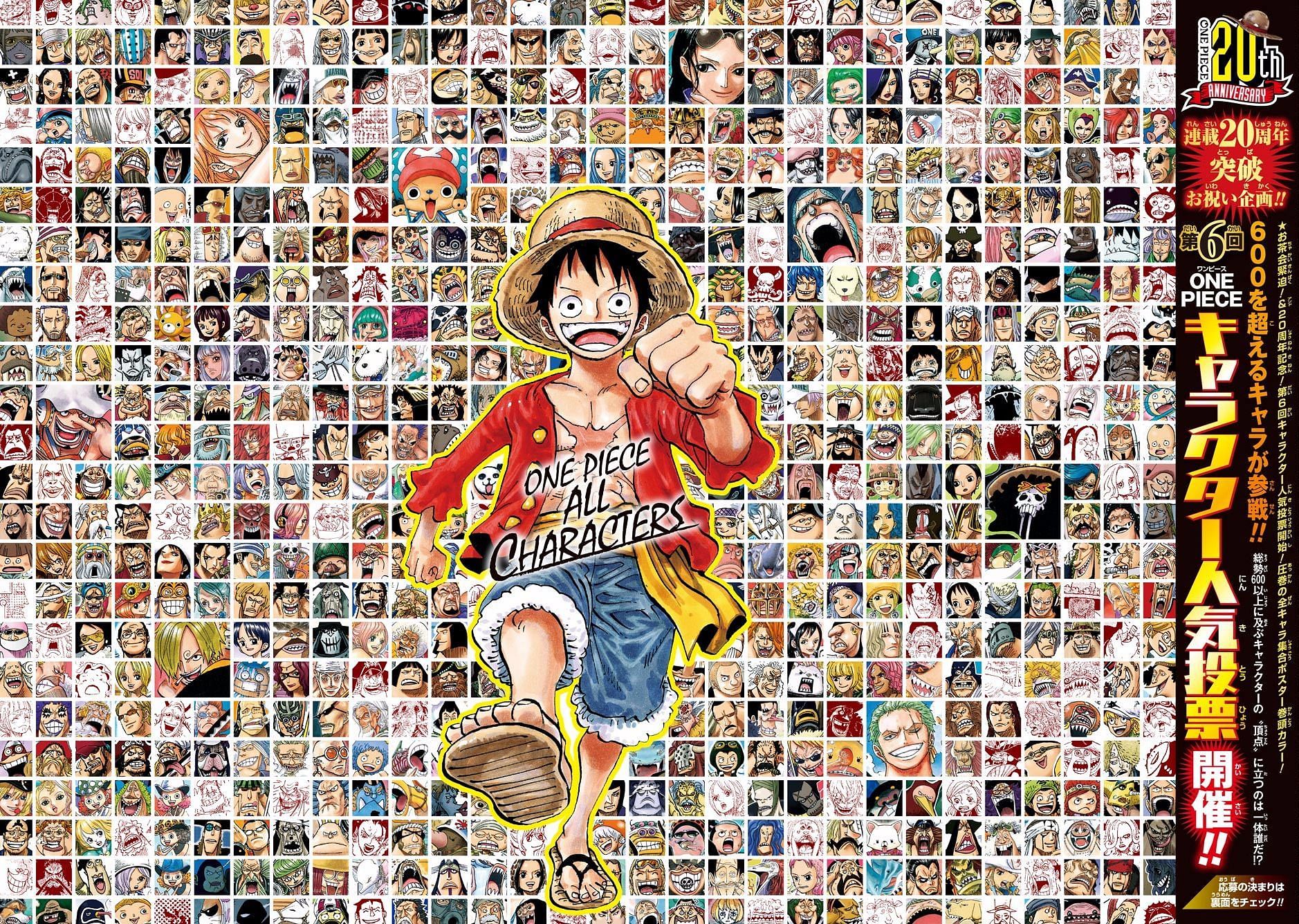 A compilation image featuring all canon One Piece characters. (Image via Toei Animation)