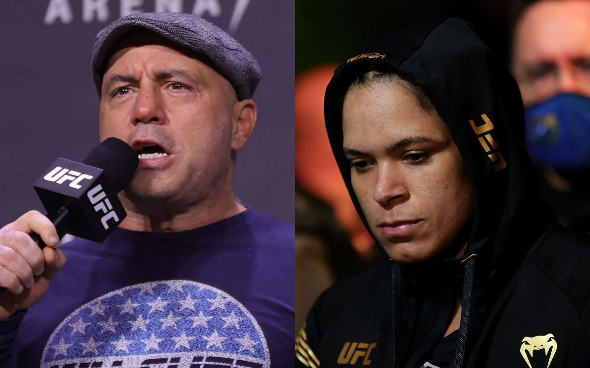 Joe Rogan (left) and Amanda Nunes (right)