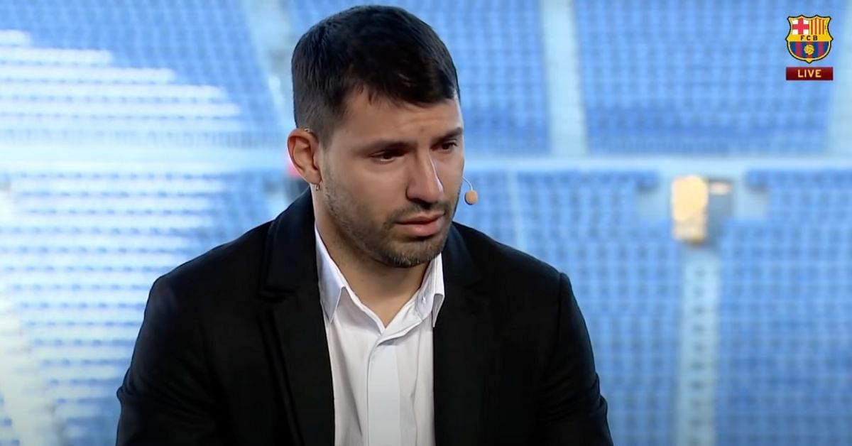 Sergio Aguero at the press conference. PC: Barcelona&#039;s official YouTube channel