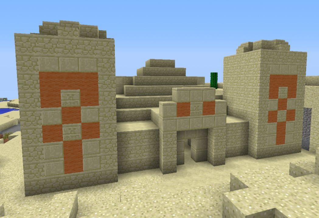 Desert pyramids aren&#039;t the only structures available in desert biomes (Image via Mojang)