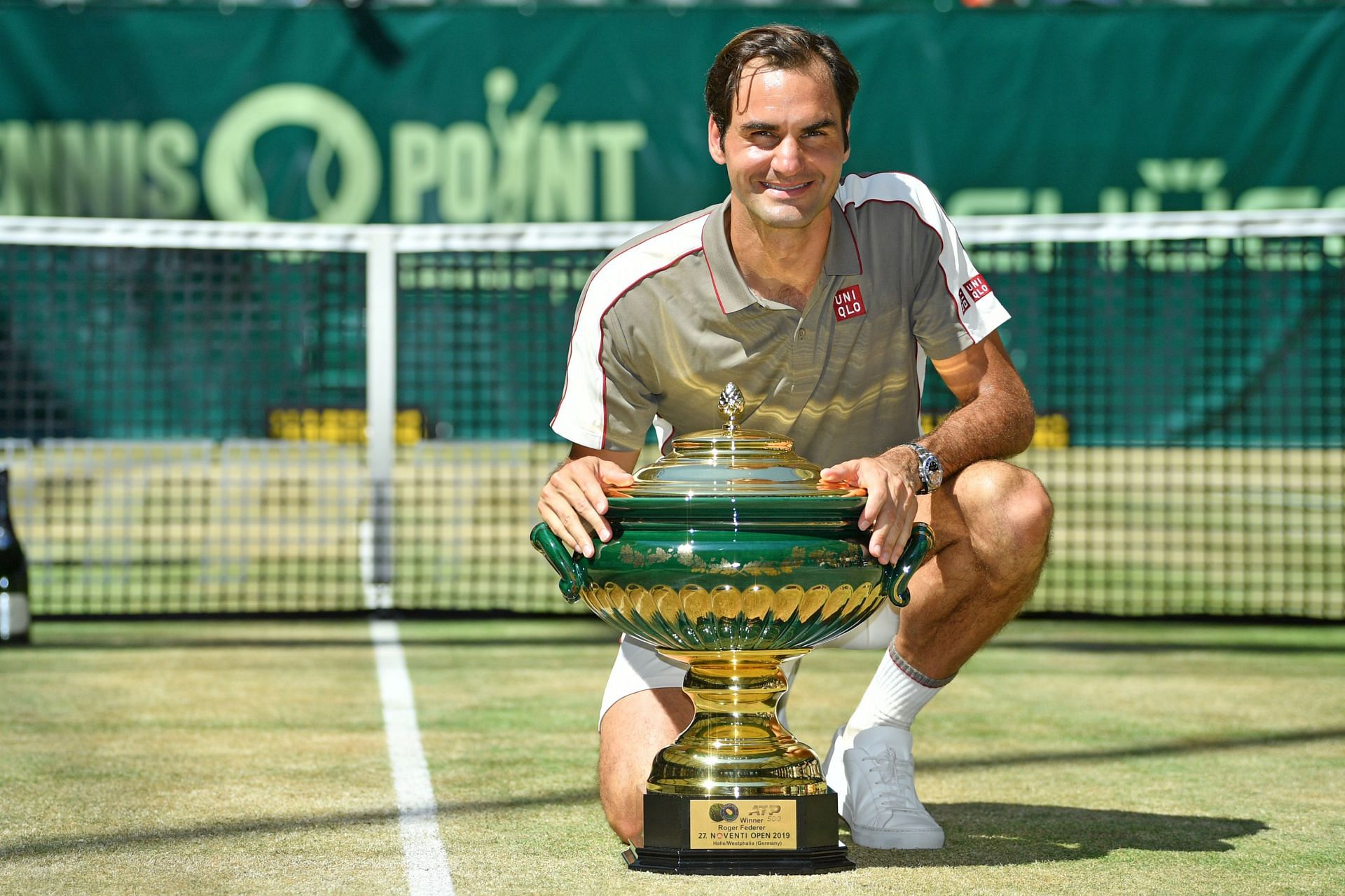 Roger Federer at the 2019 Halle Open.