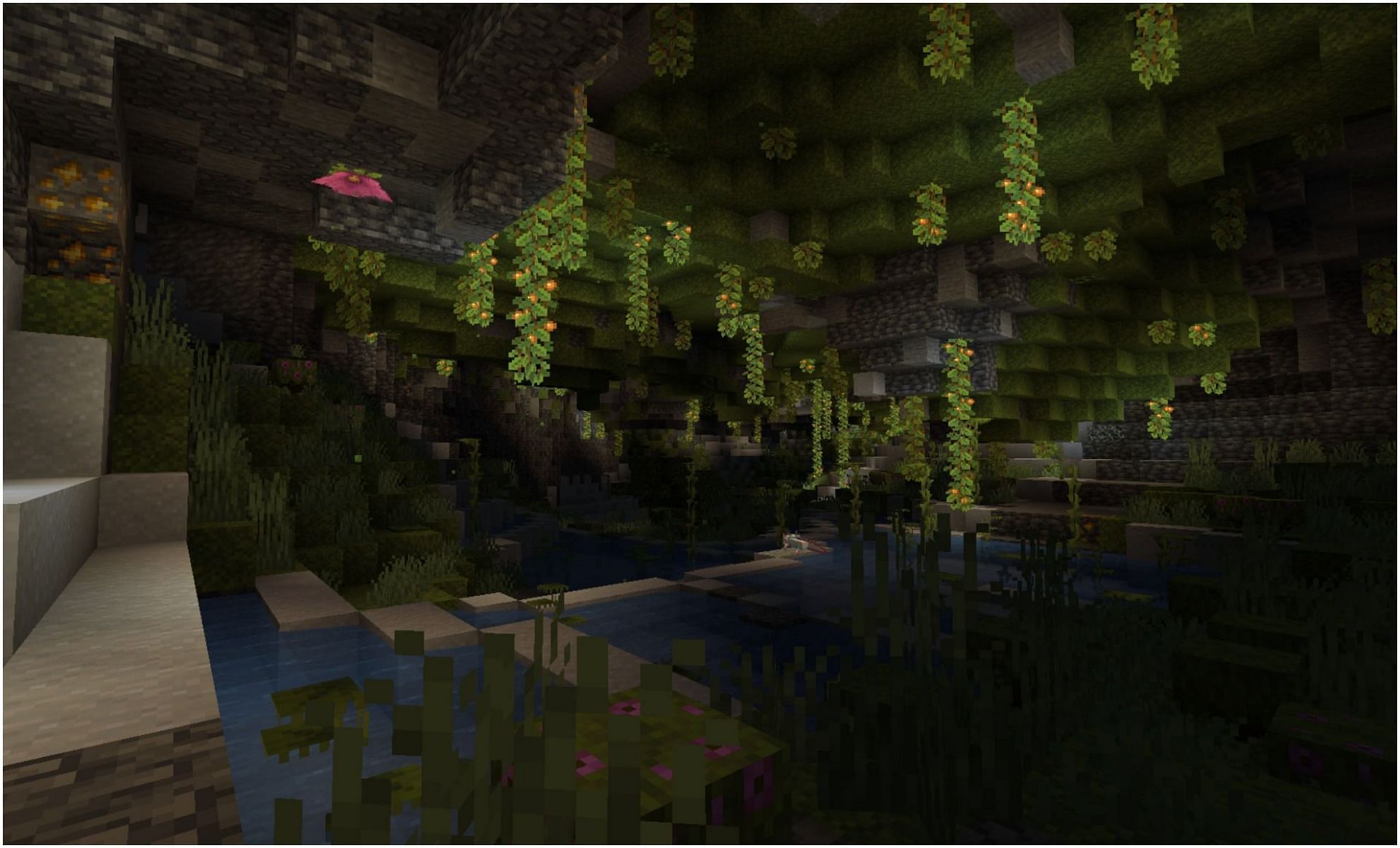 Lush caves are the newest addition to Minecraft (Image via Minecraft)