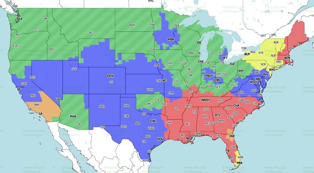 FOX Coverage Map for the games of Week 13