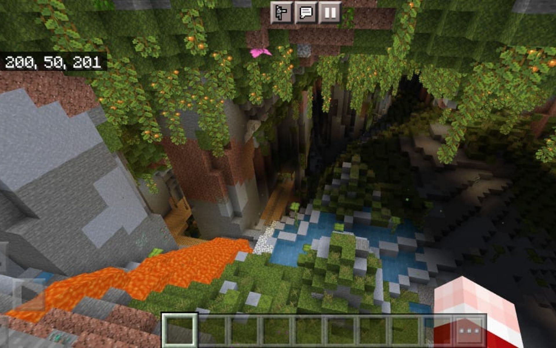 Lush Caves Biome hidden in the mountain (Image via Minecraft)