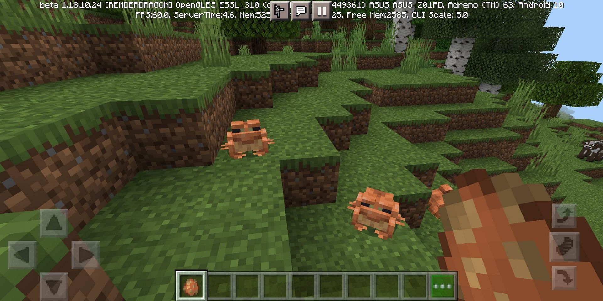 Frogs in new Bedrock beta (Image via Minecraft)