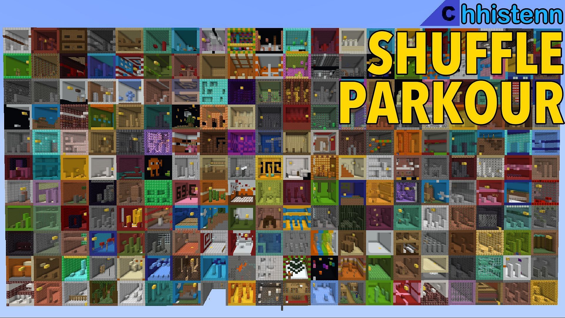 Shuffle Parkour plays a little bit like Warioware, but in Minecraft&#039;s mechanics (Image via Mojang)