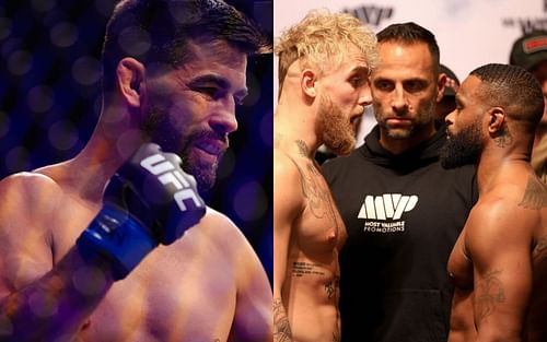 Dominick Cruz (left), Jake Paul (center) & Tyron Woodley (right)