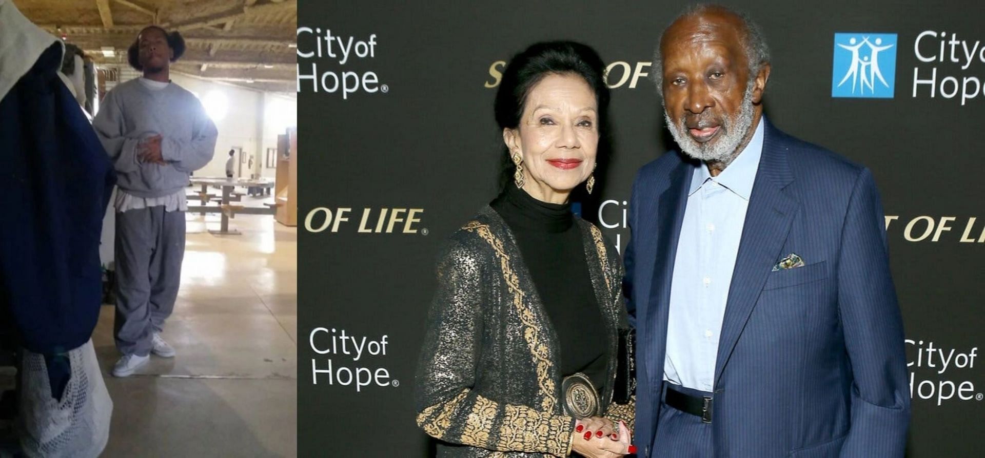 Aariel Maynor and Jacqueline Avant with Clarence Avant (Image via Aariel Maynor/Facebook and Michael Tran/Getty Images)