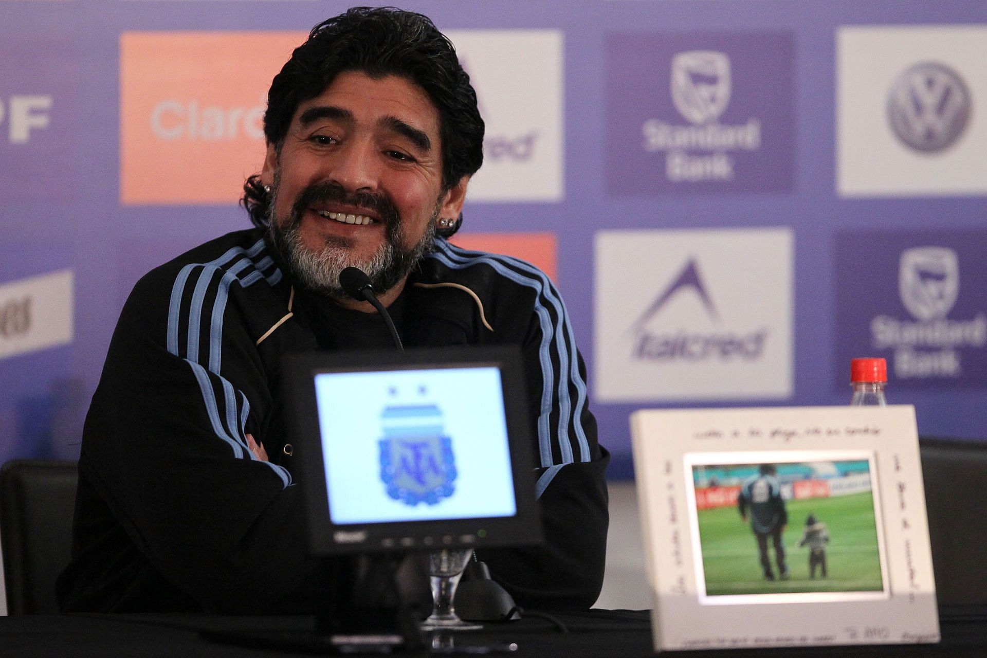 Diego Maradona in Argentina&#039;s Press Conference in the 2010 FIFA World Cup.